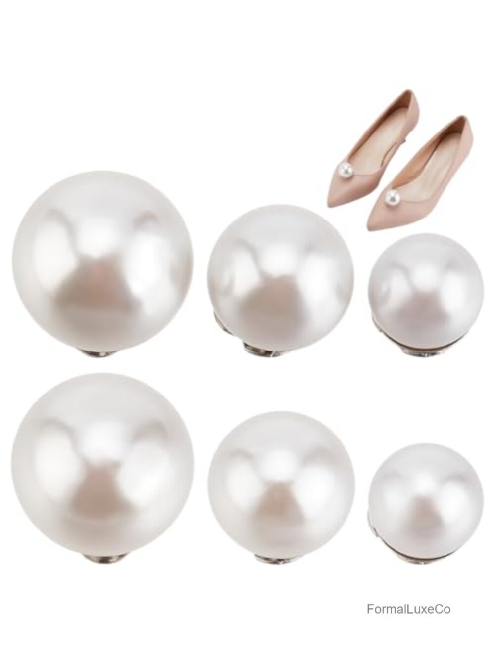 Pearl Shoe Clips Buckle 3 Pairs 3 Sizes for Heels Pumps Flats Wedding